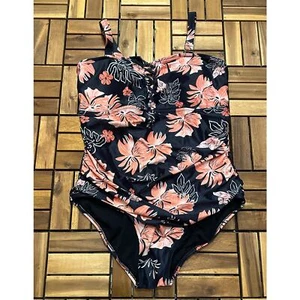 16W Women Plus Size One Piece Swimsuit Tummy Control Lace up Swimwear- NEW - Picture 1 of 8