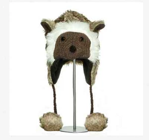 FURRY ANIMAL HAT knit Costume ski cap FLEECE LND hedgehog opossum possum mouse - Picture 1 of 3