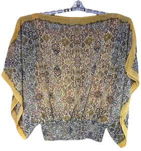Max Studio Flowy Top Boho Trasparente Foderato Paisley Orlo Smocked Donna XL Multicolore - Foto 1 di 10