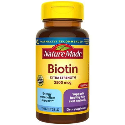 Biotina extra fuerte Nature Made 2500 mcg, suplemento dietético para una salud... Foto 1 de 4