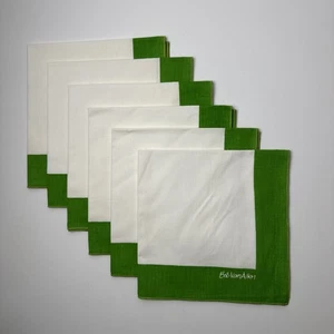 Set Of 6 Mid Century Bob Von Allen Napkins. Linen/Cotton Kelly Green & White NEW - Picture 1 of 6