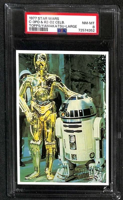1977 Star Wars Topps Yamakatsu Large C-3PO & R2-D2 Celebrate - PSA 8 NM-MT - Image 1 of 2