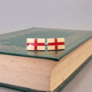 English St Georges flag design Vintage cufflinks, stainless steel, LL-143 - Picture 1 of 3