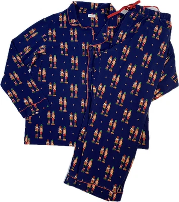 Juego de pijama de franela con estampado de cascanueces de cama para hombre XL azul marino vacaciones de Navidad Foto 1 de 4