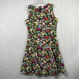 Abito tubino Liz Claiborne taglia 10 floreale aderente svasato senza maniche colorato - Foto 1 di 14