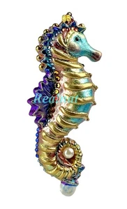 JAY STRONGWATER BEJEWELED COSTERO CABALLITO DE MAR NAVIDAD ADORNO DE VIDRIO CAJA NUEVA - Imagen 1 de 9