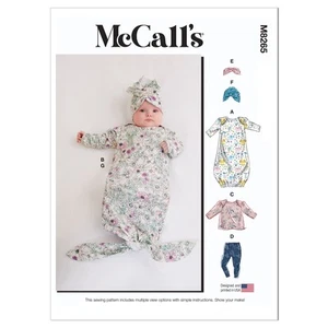 McCalls Multicolor Infant Sewing Patterns Gown Top Pants Headband Hat 80 Char... - Picture 1 of 8