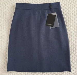 Yves Saint Laurent Bleistiftrock YSL Edition 24 Wolle Navy Blau Größe FR 34 US 2 - Bild 1 von 11