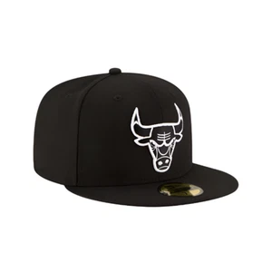 CHICAGO BULLS 59FIFTY NEW ERA BLACK OUTLINED LOGO FITTED HAT - Picture 1 of 3