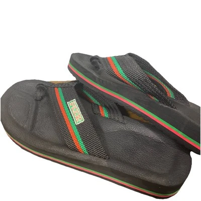Sandalias para hombre Peek negras, rojas, verdes talla 9 retro rasta playa vintage surfista Foto 1 de 3