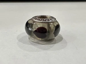 Dije de cuentas de vidrio Pandora 790665 transparente con corazones negros de Murano 925 ALE envío gratuito - Imagen 1 de 5
