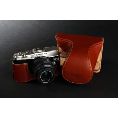 Handmade Cowhide Camera Bag Half Case for Olympus EP5 E-P3 Box Body Sleeve Base  - Image 1 of 4