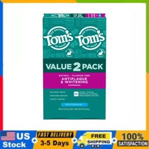 Tom’s of Maine Antiplaque & Whitening Fluoride Free Toothpaste, Peppermint 2PK - Picture 1 of 12