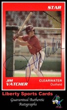 1989 Star Jim Vatcher #14 Authentic Autographed Card Clearwater Phillies