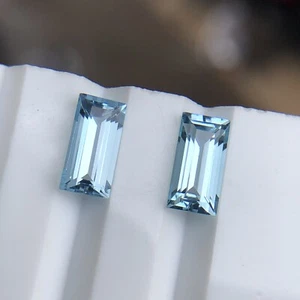 Natürliches 8 mm Aquamarin Baguette Paar, Aquamarin Baguetteschliff für Schmuck - Bild 1 von 8