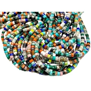 Cuentas mezcladas con forma de neumático de disco Heishi de piedras preciosas naturales tamaño 4x2 mm cuentas de discoteca - Imagen 1 de 9