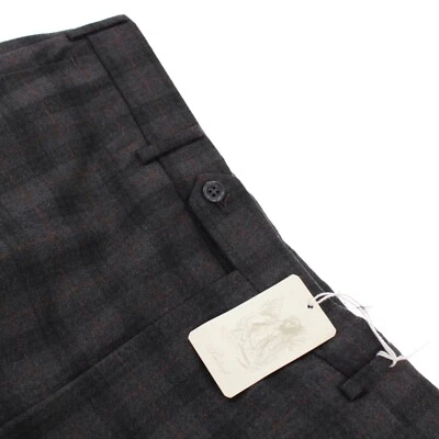 Belvest NWT Flat Front Dress Pants Size 36 US Dark Gray Plaid 100% Wool - Image 1 of 4