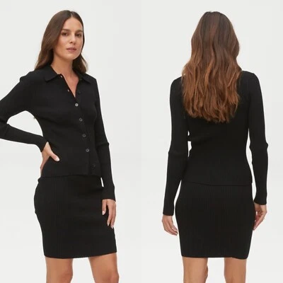 MICHAEL STARS BLACK RIB MILAN PENCIL SKIRT (M) NWT - Image 1 of 4