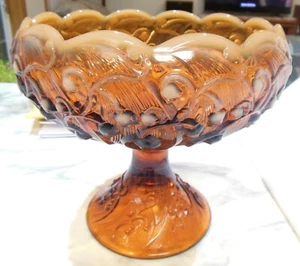 "Fenton Art Vidrio Cameo Ámbar Opalescente Compote Grande Lirio del Valle 8" - Imagen 1 de 12