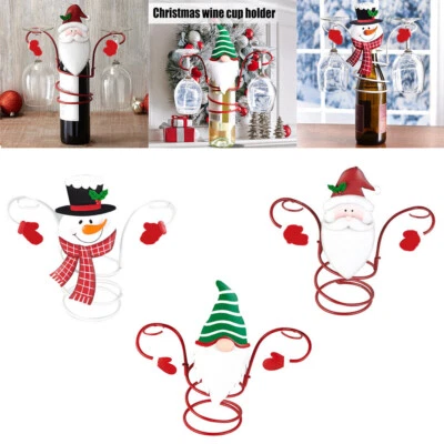 PChristmas Creative Holiday Wine Bottle Glass Holders Desktop Rack Party Decor - Image 1 of 4