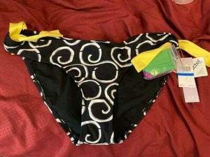 Jag New Womens Black YLLOW ,PNK, GRN Side Ties Bathing Suit Bikini Bottom XL NWT - Picture 1 of 6
