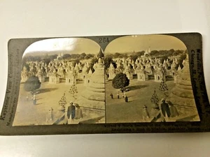 STEREO CARD  PAGODAS IN MANDLAY, BURMA - Picture 1 of 2