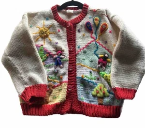 Cárdigan Peruano Bordado Tejido Crochet Hecho a Mano Perú Niños Vacaciones Suéter - Imagen 1 de 15