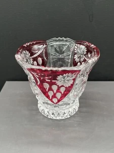 Anna Hutte ASTI offene Zuckerdose Schale Bleikristall rot Cranberry Flash Kristall - Bild 1 von 10