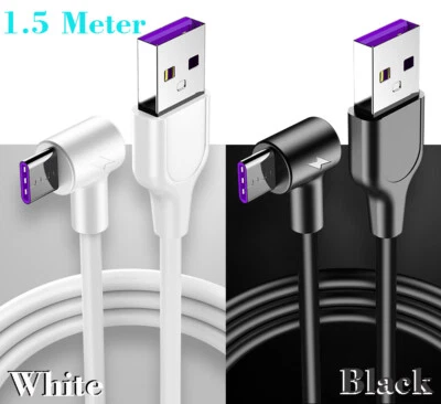 1pc 1.5M 5Ft Right Angle Type-C To 5A USB3.1 Super Fast Data Charger Cable - Image 1 of 4