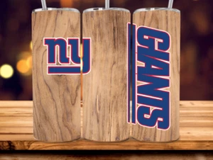 Wood Grain York Giants Stainless Steel NFL Tumbler Travel Mug & Straw - 20 Oz - Picture 1 of 3