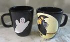 Two Laurie Gates Halloween mugs. Ghost & skeleton, Witch