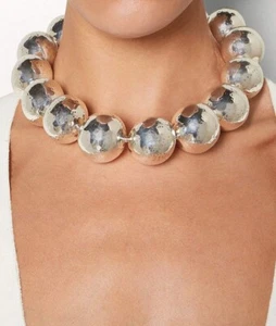 BOTTEGA VENETA Kragen Halskette mit gehämmerten Kugeln in Sterlingsilber - Bild 1 von 2