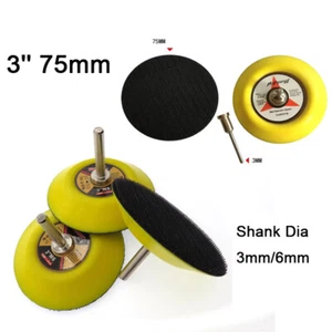 3 Zoll 75 mm Haken & Schlaufe Stützpad Schleifen Polieren Scheiben mit 3/6 mm Bohreraufsatz - Bild 1 von 8