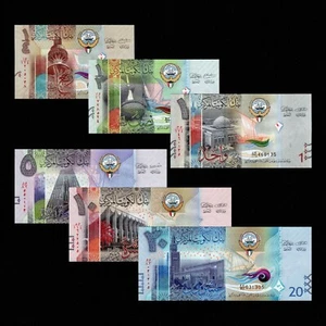 SET 2014 KUWAIT ¼ ½ 1 5 10 20 DINARS P-29 30 31 32 33 34 UNC+BEAUTIFUL COLORFUL - Picture 1 of 8