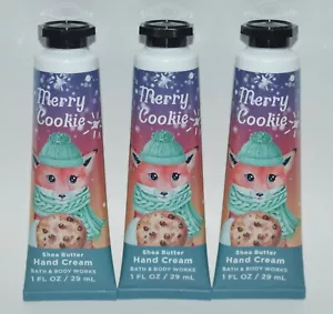 3 BATH & BODY WORKS MERRY COOKIE SHEA BUTTER HAND CREAM LOTION 1OZ TRAVEL SIZE - Picture 1 of 6