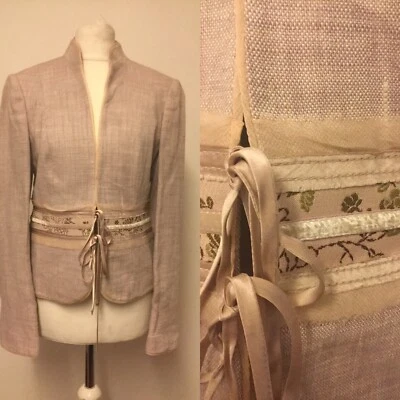 Pale  Pink Linen Mix Principles Jacket Lots Of Detail Uk Size 10 - Image 1 of 4