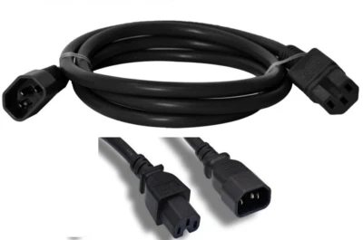 C14 to C15 Plug 4ft PDU Power Extension Cord NEMA 16AWG Black 250V NEW - Image 1 of 4