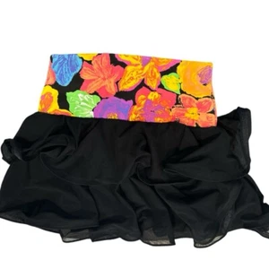 RICHIE MIAMI Vintage 80s Black Ruffle Mini Skirt XS/S - Picture 1 of 5