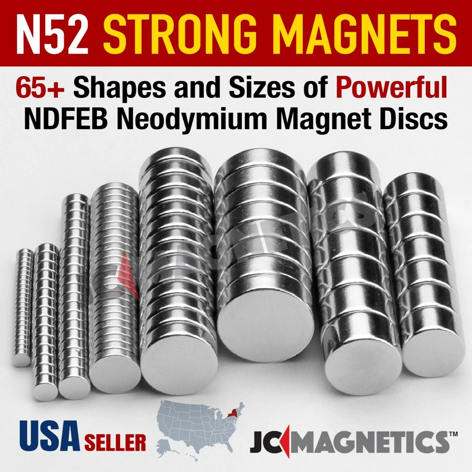 Super Strong N52 Rare Earth Round Neodymium Magnet Disc Thin Tiny Small Large - Image 1 of 1