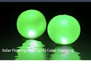 2 Pack 14" Solar Pool Lights Inflatable, Floating Pool Lights LED Hangable IP68 - Picture 1 of 7