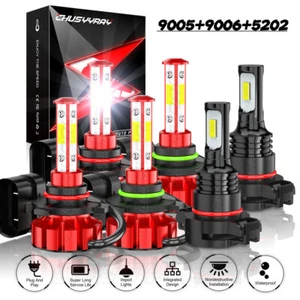 9005 9006 H16 Combo LED Headlight Hi/Low Beam+Fog Light Kit Bulb 4-SIDE White - Picture 1 of 18