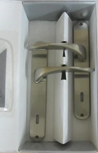 Maniglia doppia x porta placca foro chiave 90 in metallo pressofuso satinato 156 - Foto 1 di 2