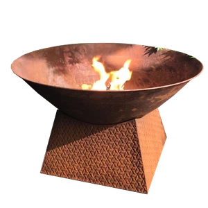 Free Standing Outdoor Fire Bowl and Weave Base, Rustic Metal - Picture 1 of 3
