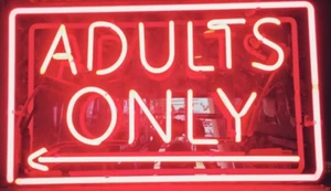 Adults Only Arrow This Way Neon Sign Light Bistro Nightlight Real Glass 24"x20" - Picture 1 of 1