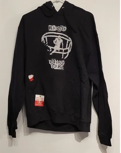 Football Raised Behind Bars Black Pull Over Hoody XL Fruit of the Loom Neu ohne Etikett - Bild 1 von 4