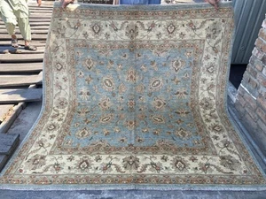 6x6 Pale Blue Oriental Square Ziegler Handmade Rug Afghan Floral Turkmen Carpet - Picture 1 of 13