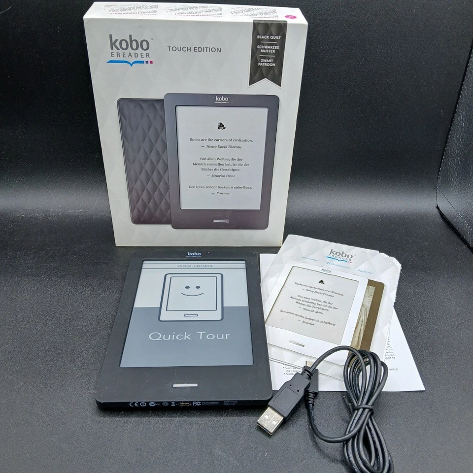 Kobo eReader Black & White Touch Edition Black Plastic WRDC - Image 1 of 4