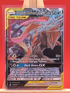 Greninja & Zoroark GX 107/214 Unbroken Bonds Ultra Rare Holo Pokemon Card - Picture 1 of 14