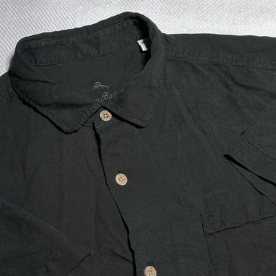 Tommy Bahama Camisa Hawaiana Negra Floral Jacquard Seda Botón Para Hombres Talla XL Foto 1 de 4