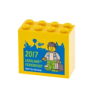 1x Lego Bau Stein 2x4x3 gelb Sammelstein Legoland Feriendorf 2017 30144pb201 - Picture 1 of 1